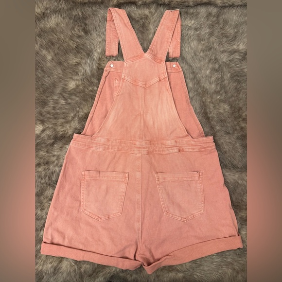 Vici Collection TNR Jeans Pink Denim Overall Shorts - Picture 5 of 7